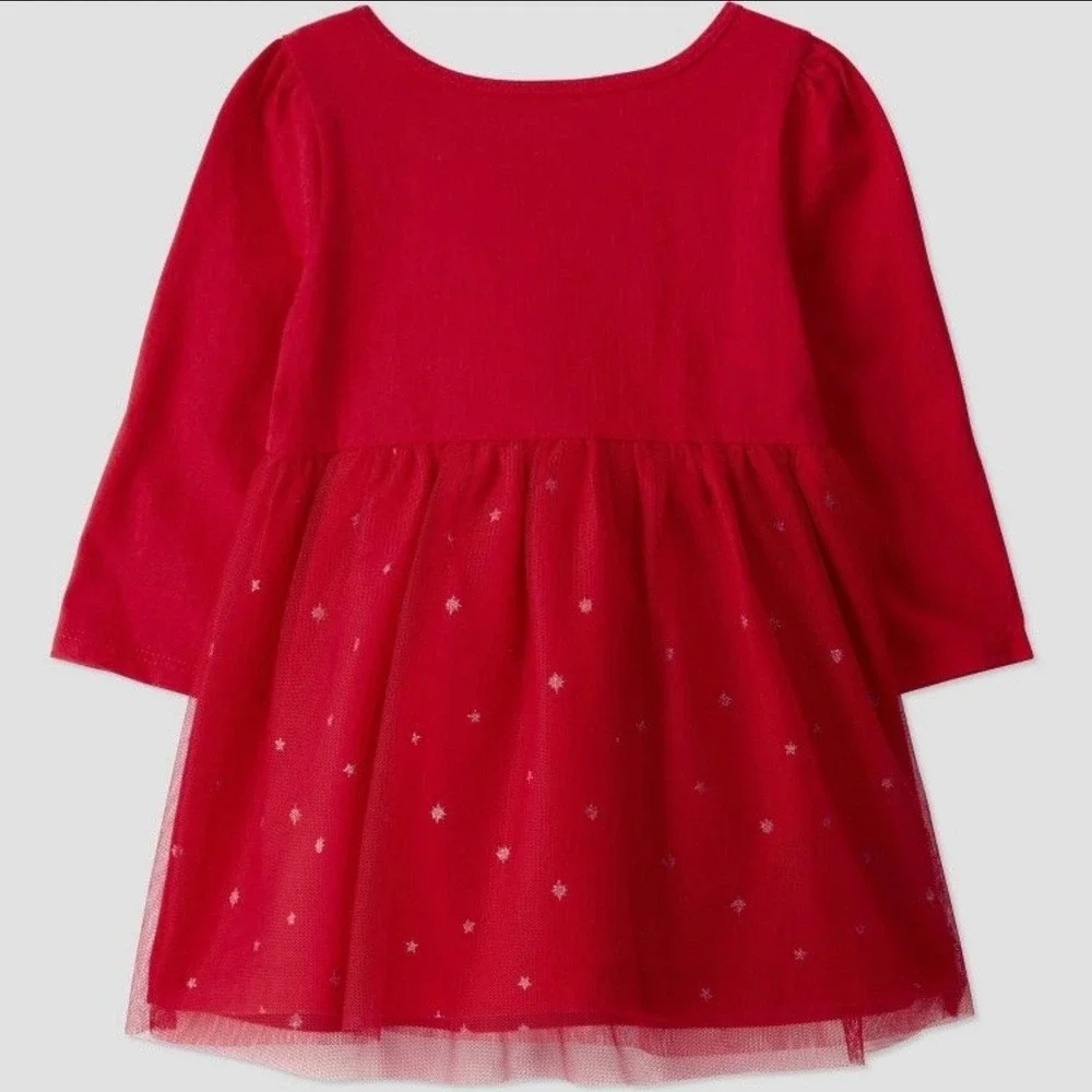 Carters Red Long Sleeve Tulle Dress with Bow and Bloomers Size 6 Months‎